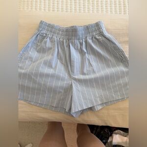 Good American Boxer Blue and White Striped Shorts